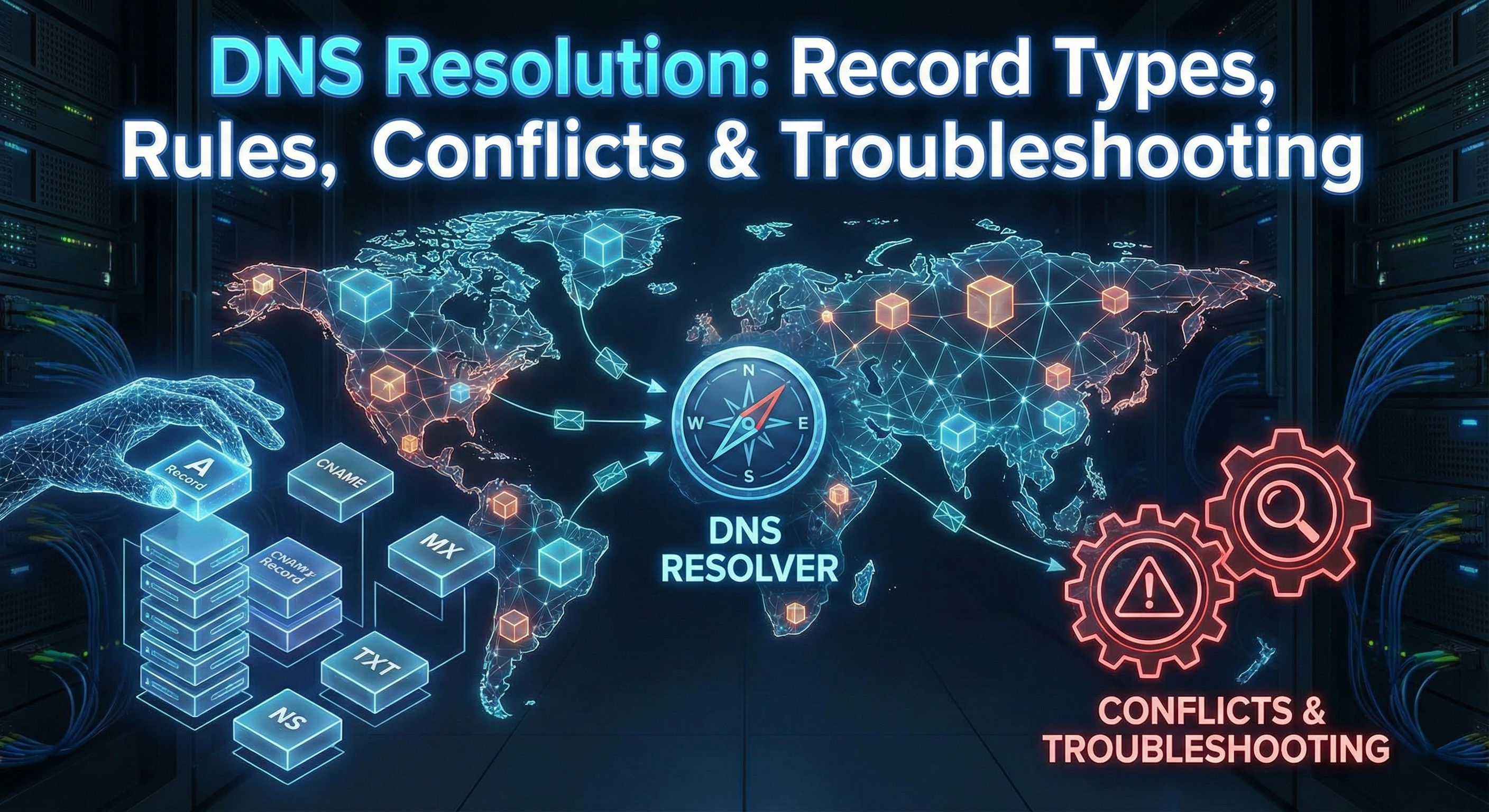 DNS 解析：记录类型、添加规则、冲突与排障