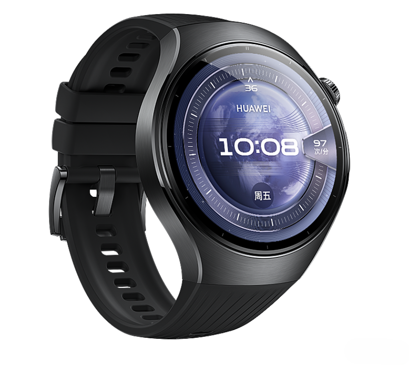 HUAWEI WATCH 5 (46mm) 苍穹黑 深锖色不锈钢表壳 黑色氟橡胶表带